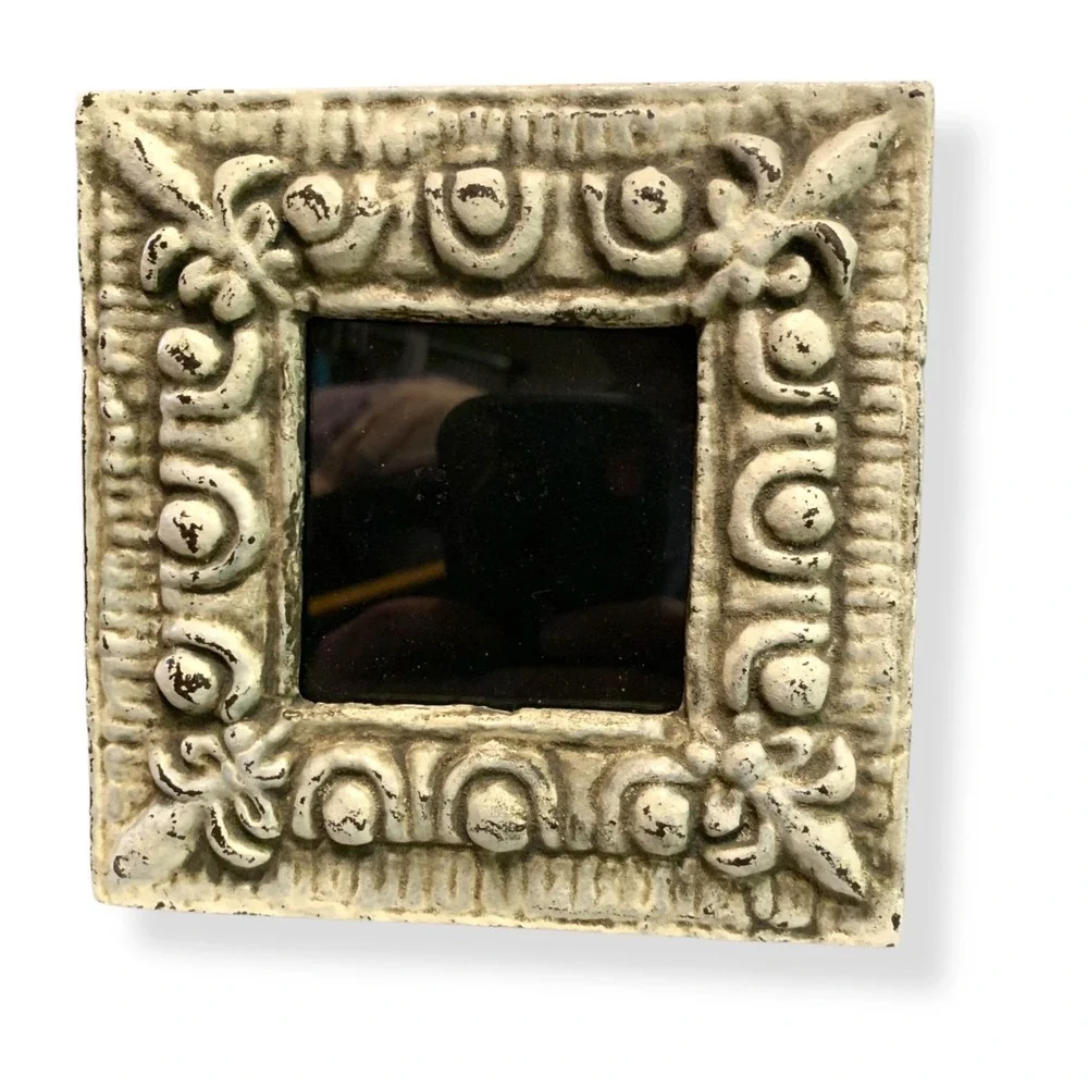 VTG Mini Picture Frame Heavy Ornate Cast Iron Micro 2.5
